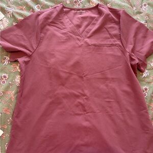 Maroon V-Neck Scrub Top